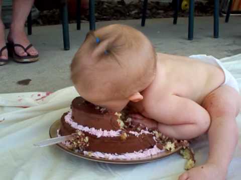 Funny Baby Eating Cake