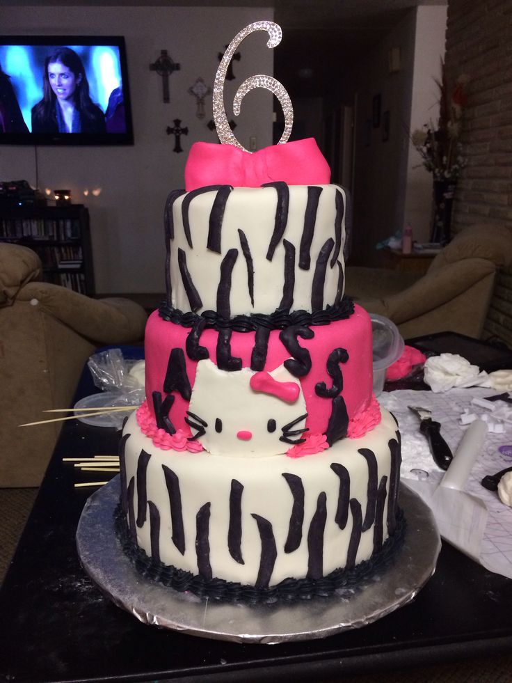 Hello Kitty Zebra Birthday Cakes