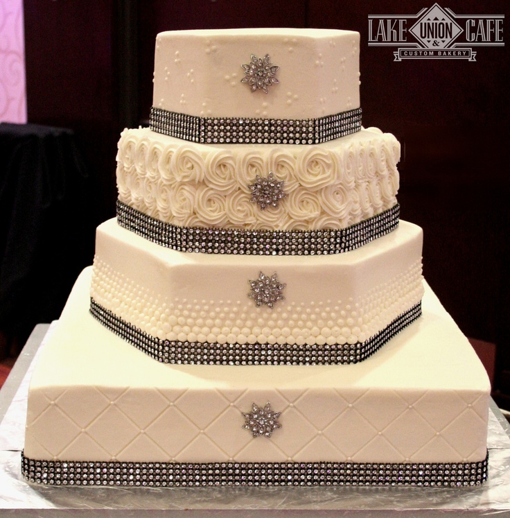 Hexagon Buttercream Wedding Cakes