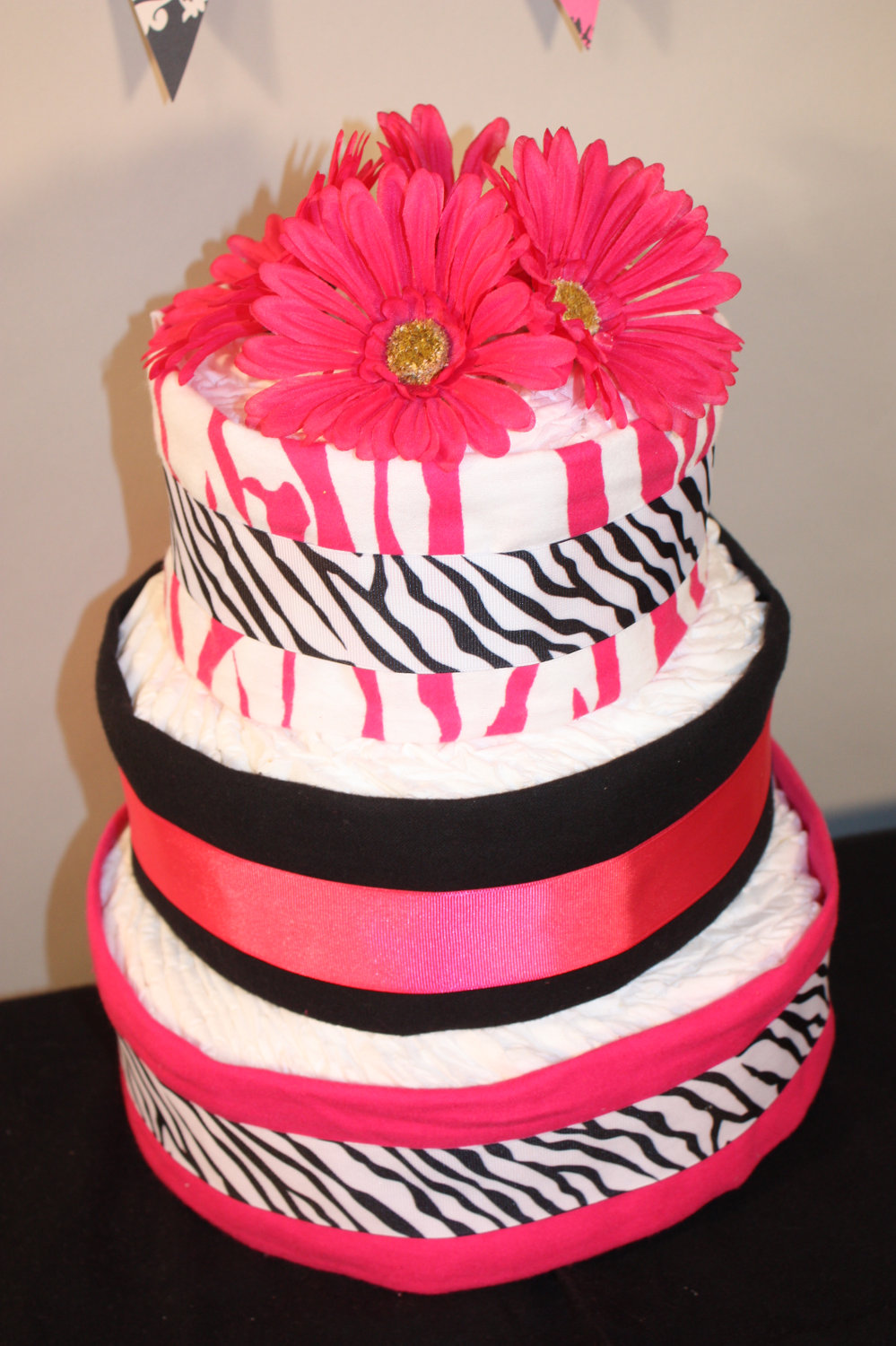 Hot Pink Black and White Zebra Cake