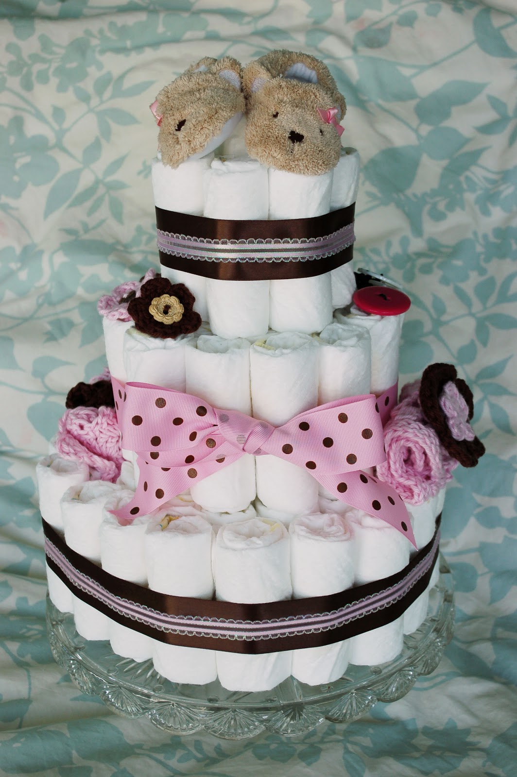 6 Photos of Homemade Diaper Cakes For Girls