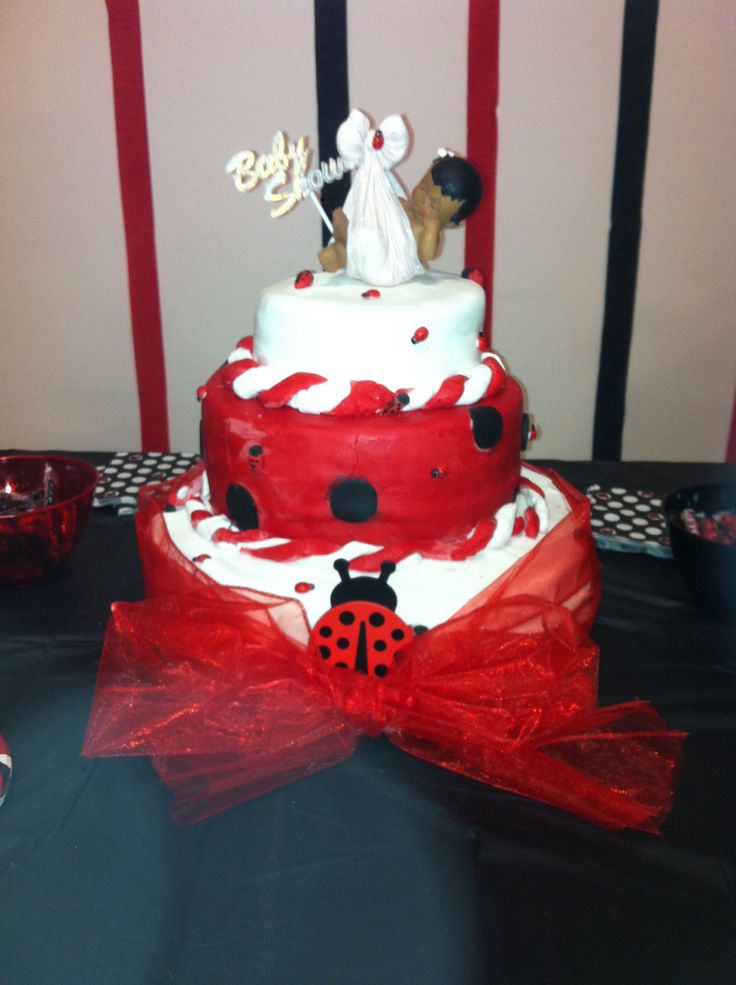 Ladybug Theme Baby Shower Cake