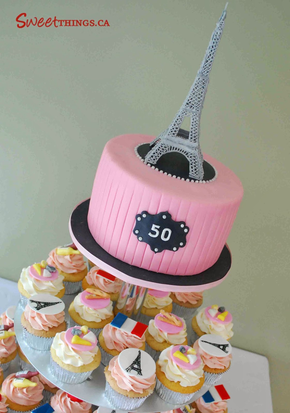 Paris Theme Cupcake Cake Towers