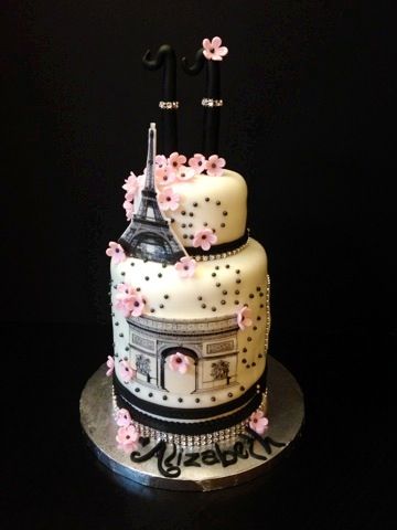 Paris Themed Birthday Cake