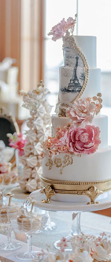 Paris Themed Wedding Shower Cake