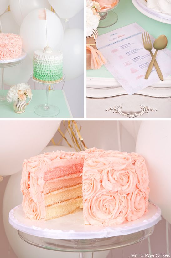 Peach and Mint Green Birthday Cakes