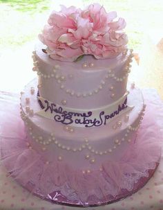 Pink and Purple Baby Shower Cake