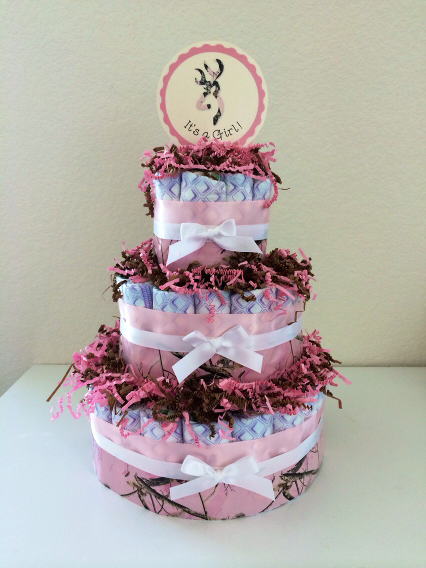 Pink Camo Baby Shower Cakes for Girls