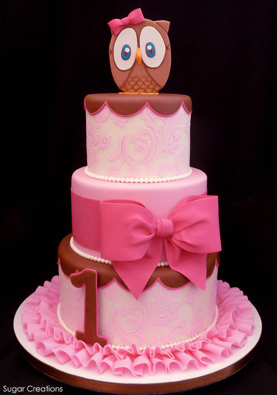 Pink Owl Birthday Cake