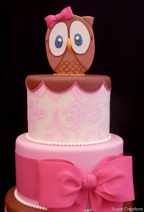 Pink Owl Birthday Cake