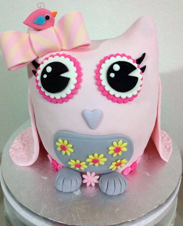 Pink Owl Cake