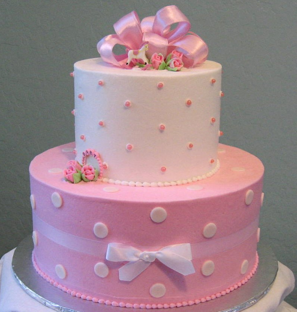 Pink Polka Dot Baby Shower Cake