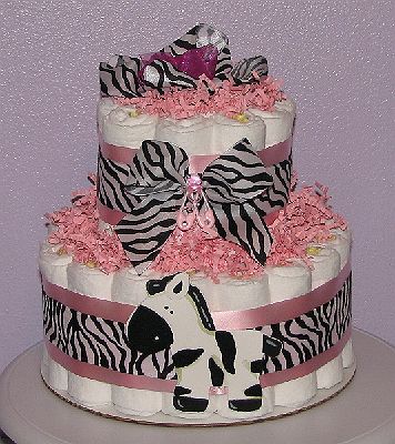 Pink Zebra Diaper Cake