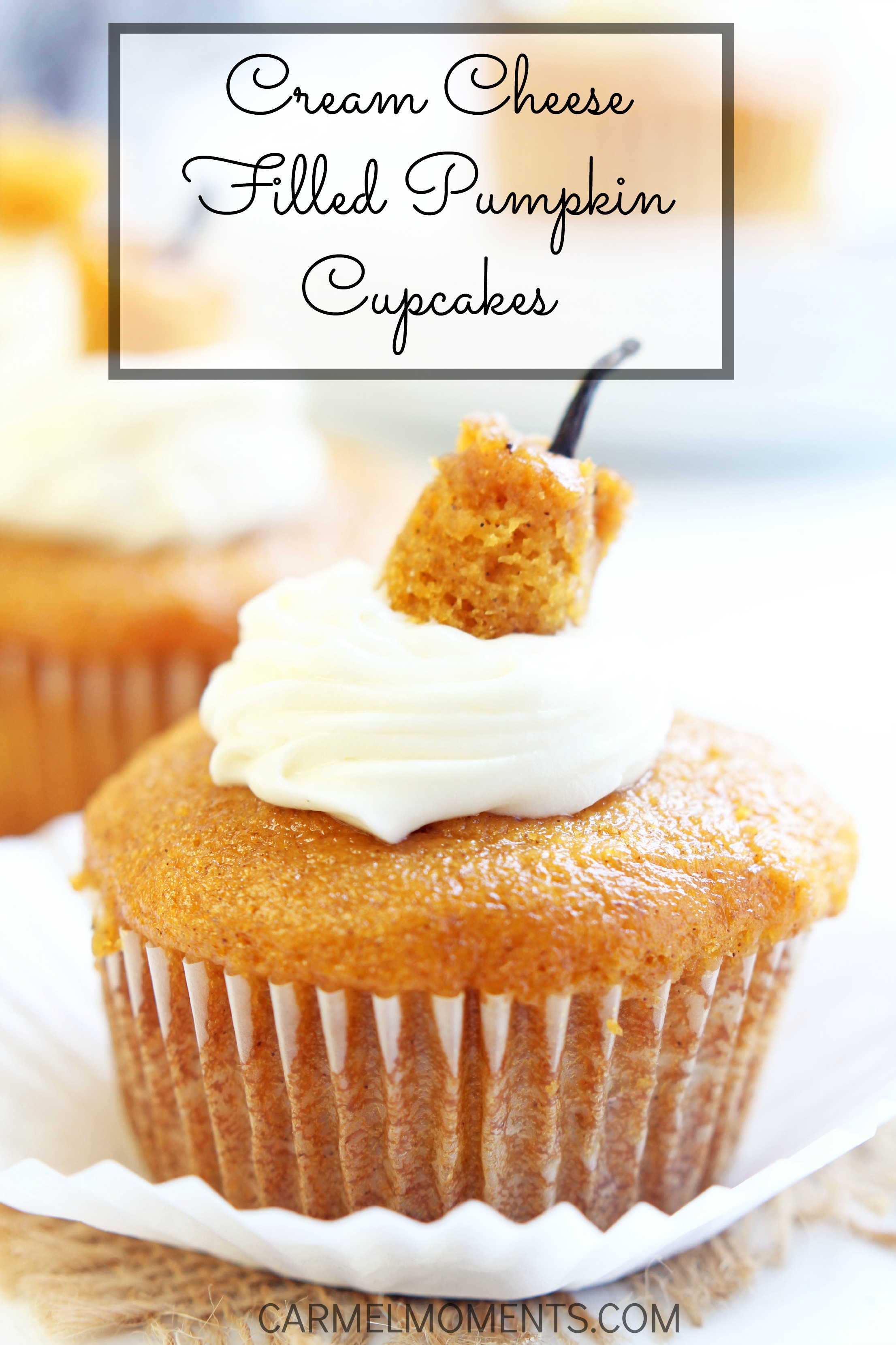 Pumpkin Cupcakes with Cream Cheese Filling