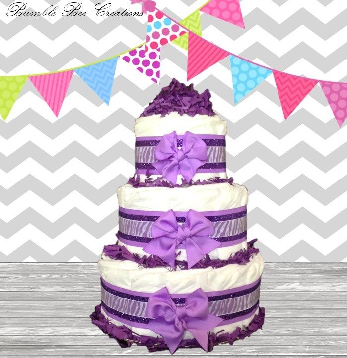 Purple Zebra Print Baby Shower Cakes