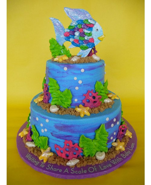 Rainbow Fish Baby Shower Cake