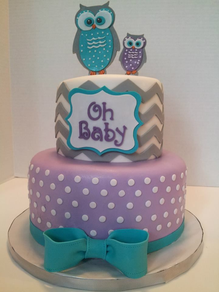 Teal Grey Baby Shower Cakes