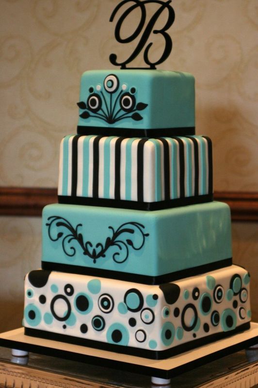 Tiffany Blue and Black Cake