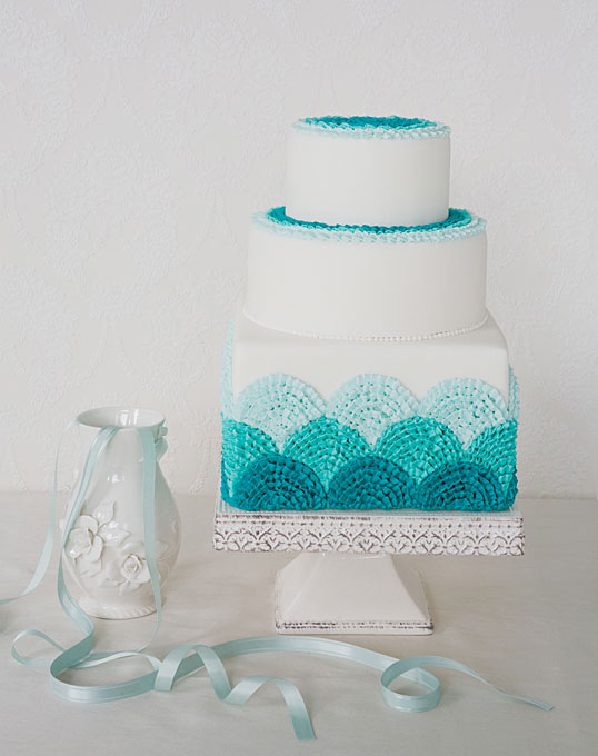 Turquoise Buttercream Wedding Cakes