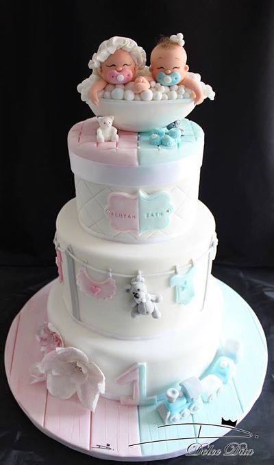 Twin Baby Shower Cake