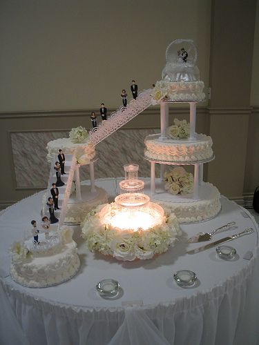 Wedding Cakes with Fountains and Stairs