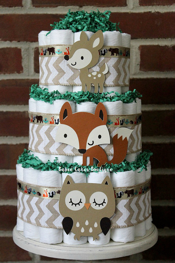 Woodland Animals Baby Shower Diaper Cake