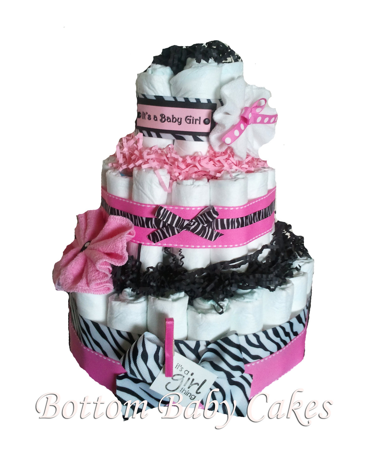 Zebra Baby Shower Diaper Cakes for Girls