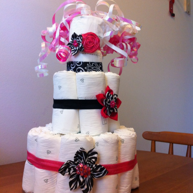 Zebra Theme Diaper Cake