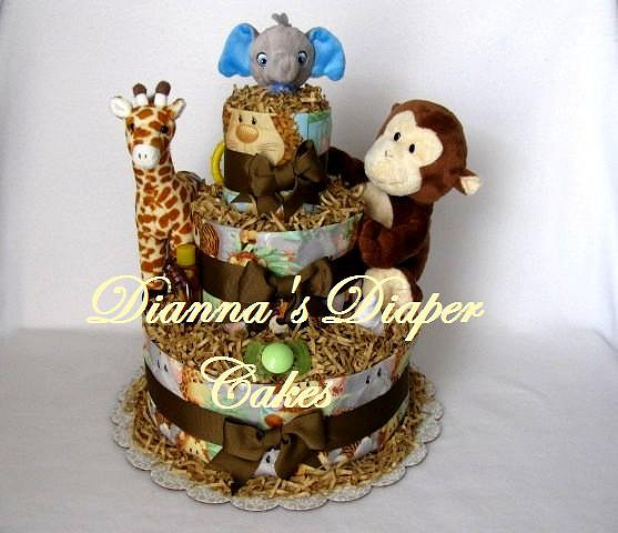 Zoo Animal Baby Shower Diaper Cake