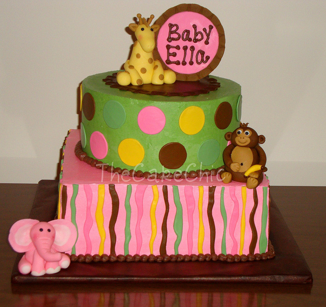 Zoo Animals Theme Baby Shower Cakes