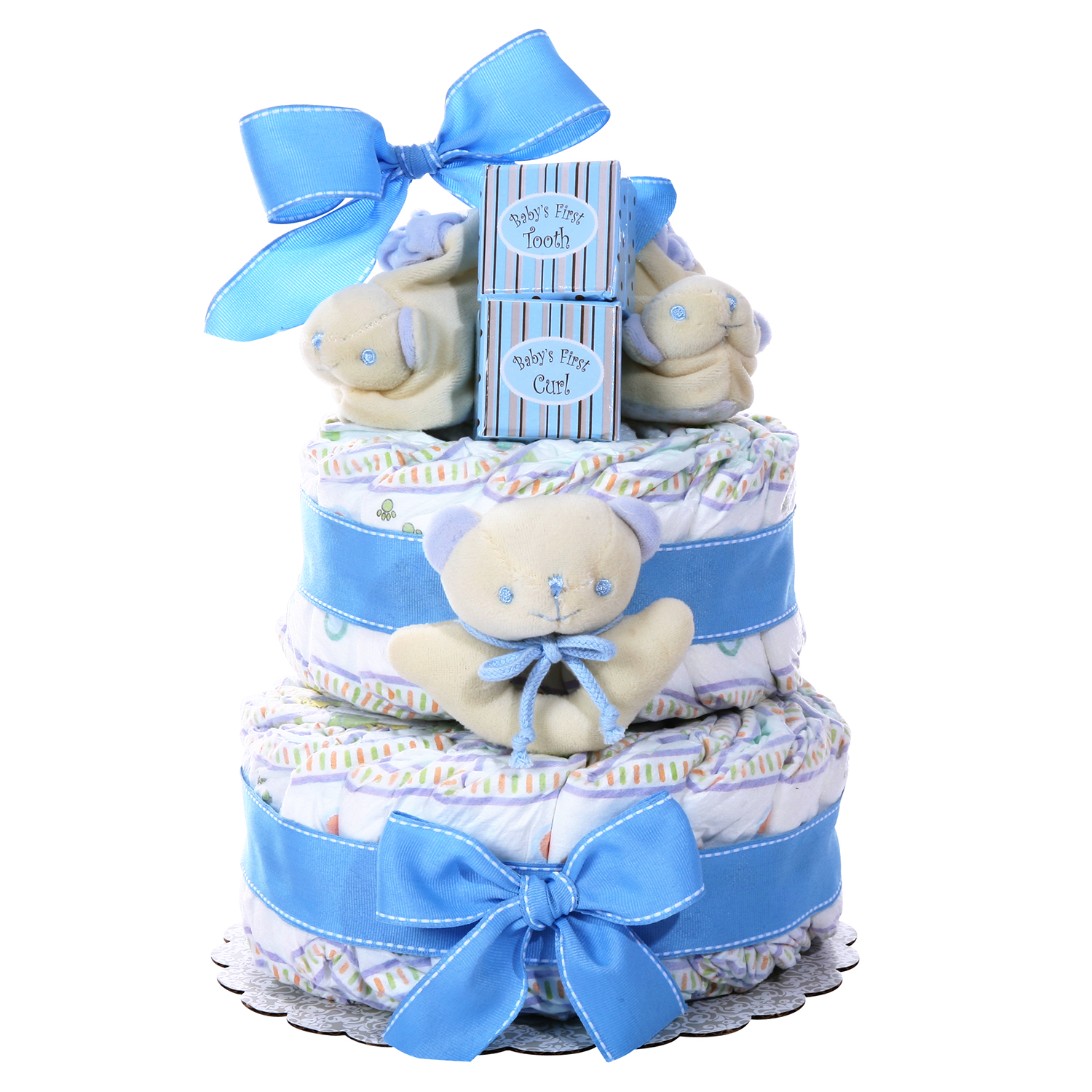 7 Photos of 2 Tier Boy Diaper Cakes