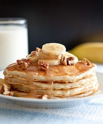 Banana Cinnamon Pancakes with Syrup