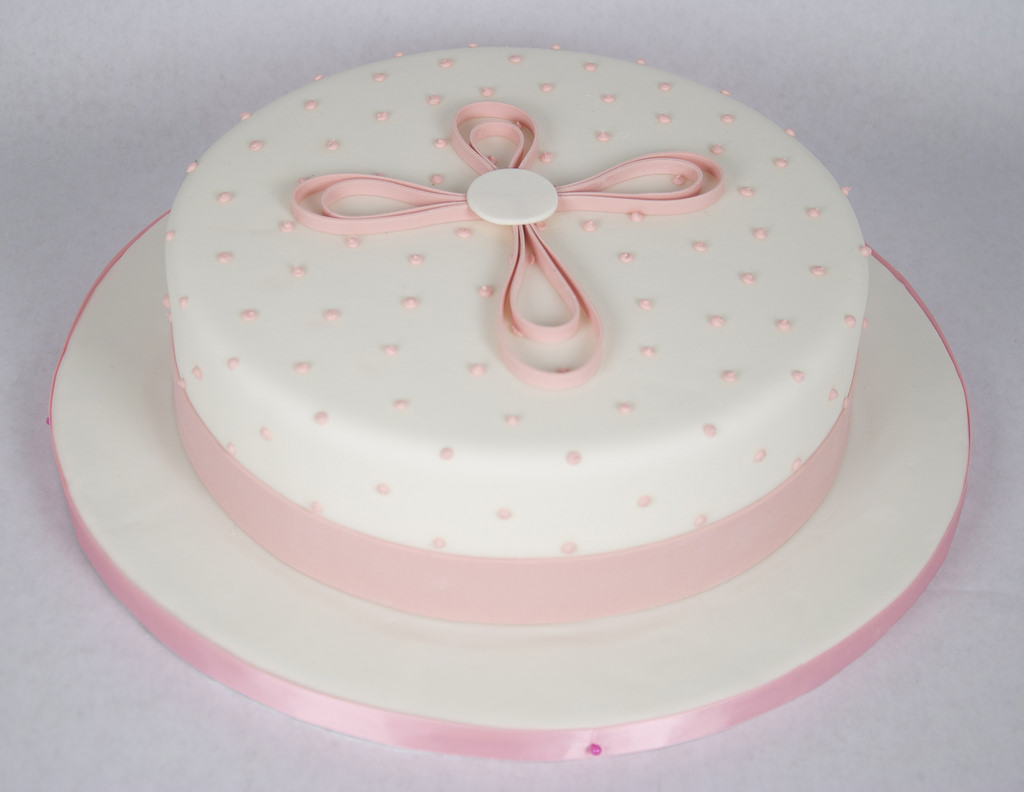 Baptism Fondant Cake Pink