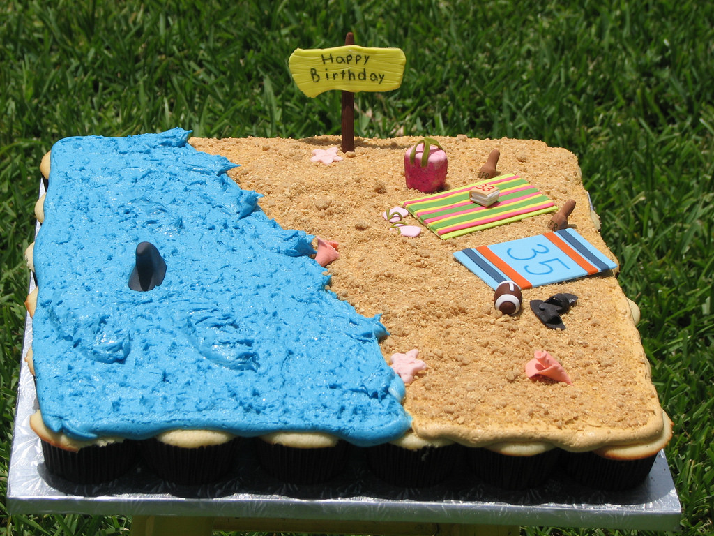 Beach Theme Cupcake Cake