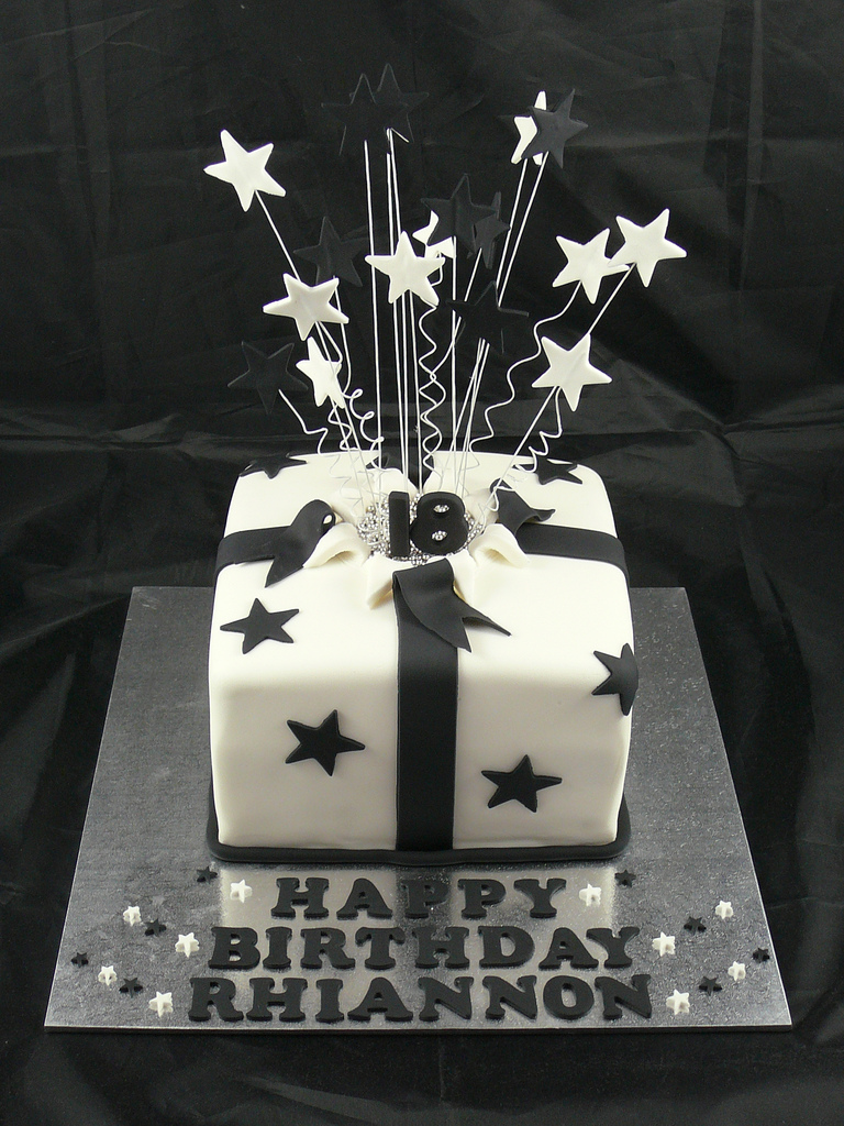 Black and White 18th Birthday Cake