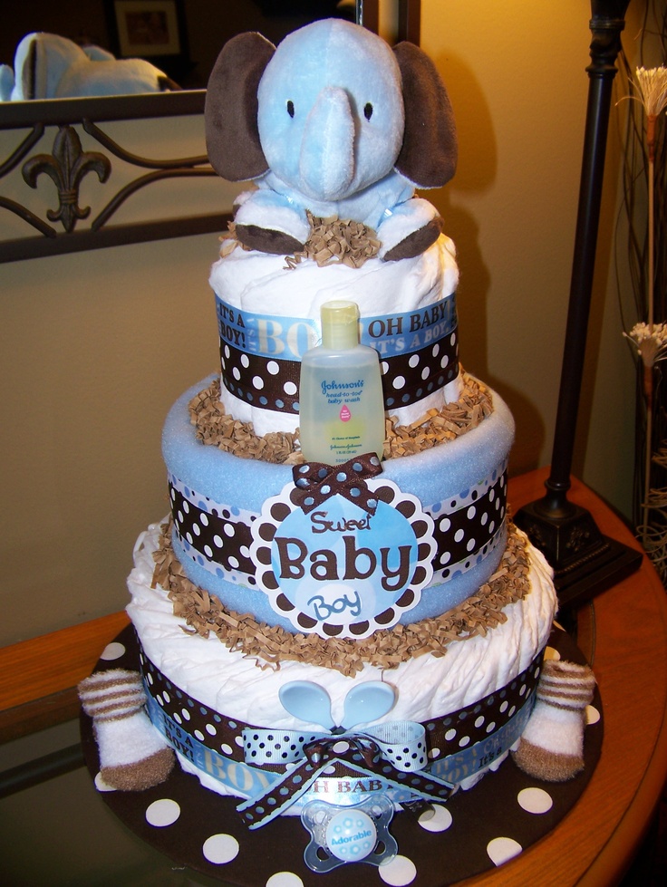 Blue and Brown Diaper Cake