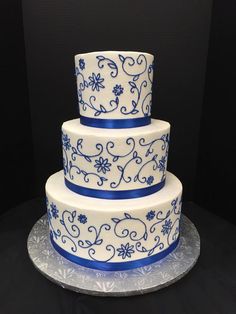 Blue Buttercream Wedding Cakes