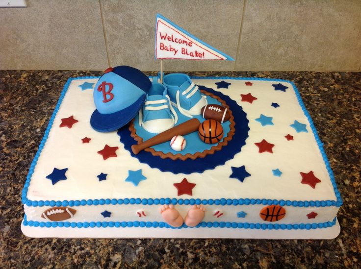 Boy Sports Theme Baby Shower Cake