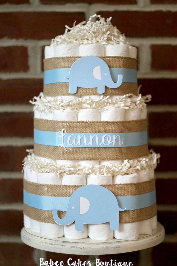 Elephant Baby Shower Diaper Cake Centerpiece