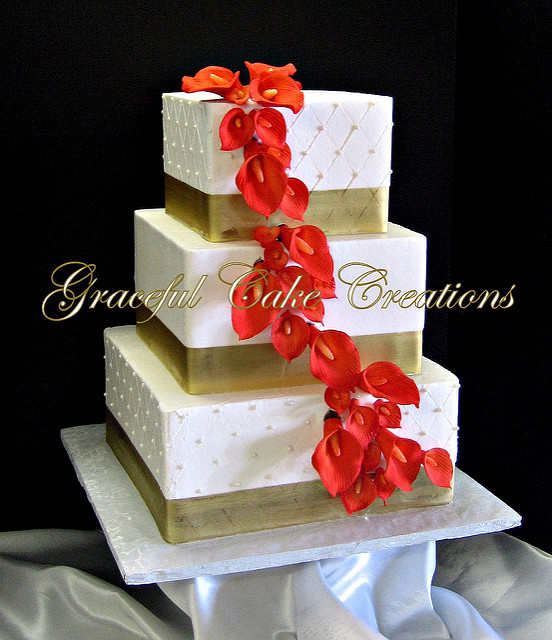 10 Photos of Orange Square Wedding Cakes Buttercream