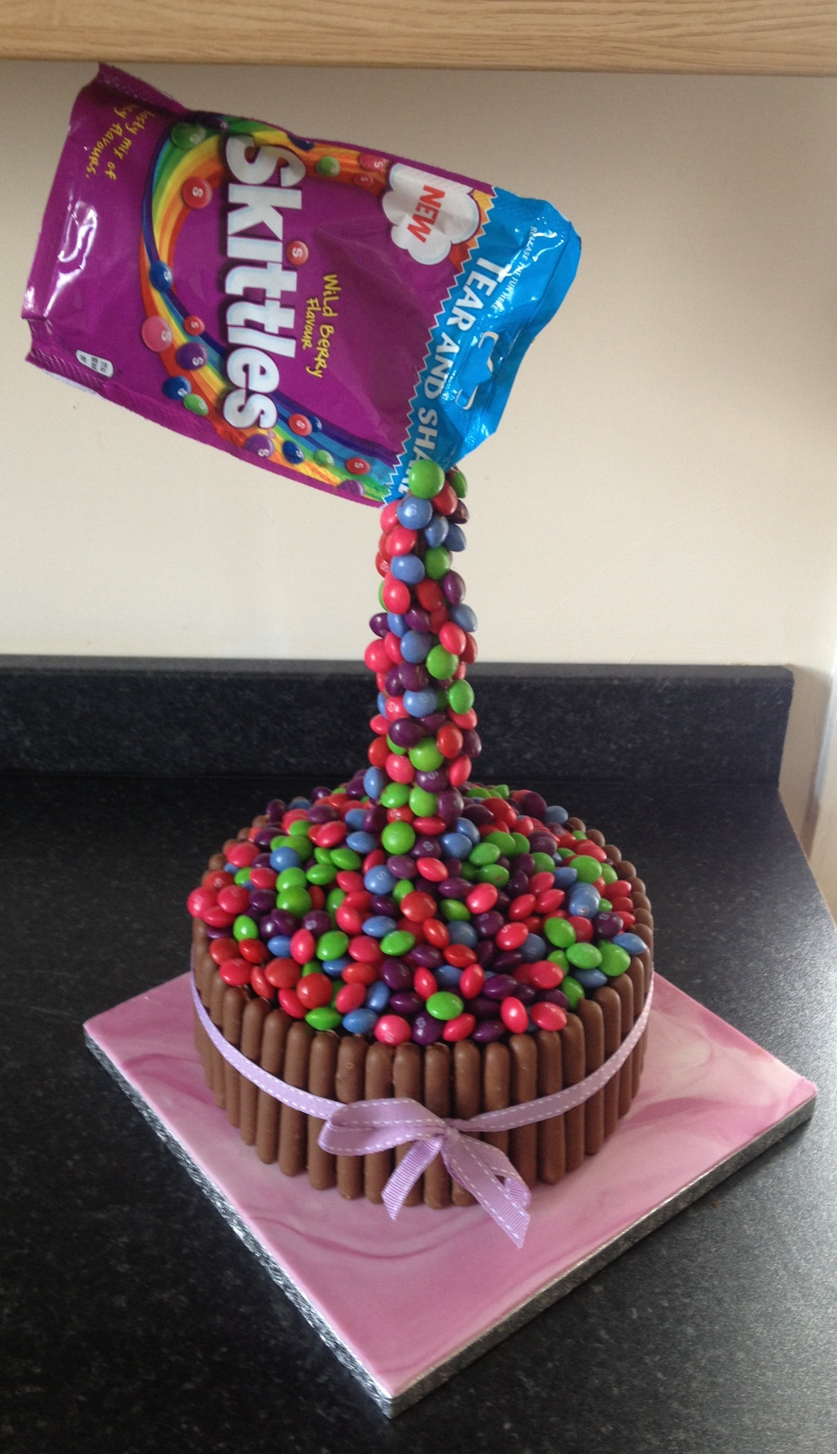 Gravity Skittles Cake