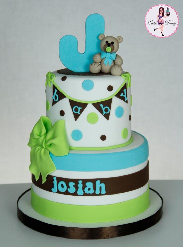 Green and Brown Baby Shower Cake