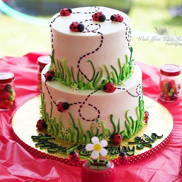 Ladybug Buttercream Birthday Cake