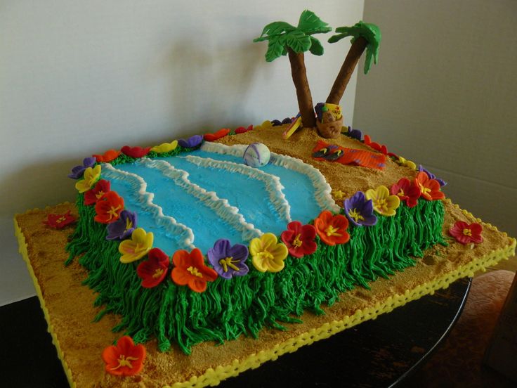 Luau-Themed Sheet Birthday Cake