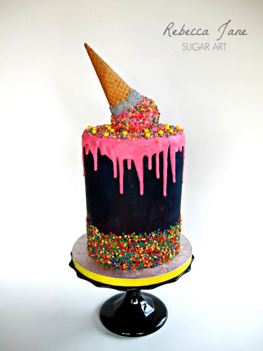 Melting Ice Cream Cone Cake