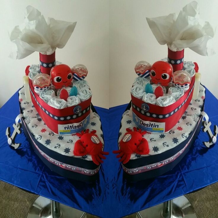 Nautical Theme Baby Shower Diaper Cake Boat