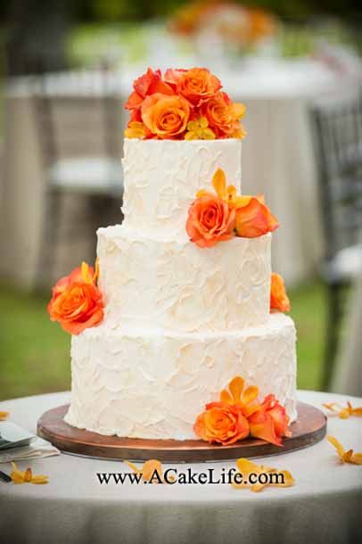 Orange Buttercream Wedding Cake