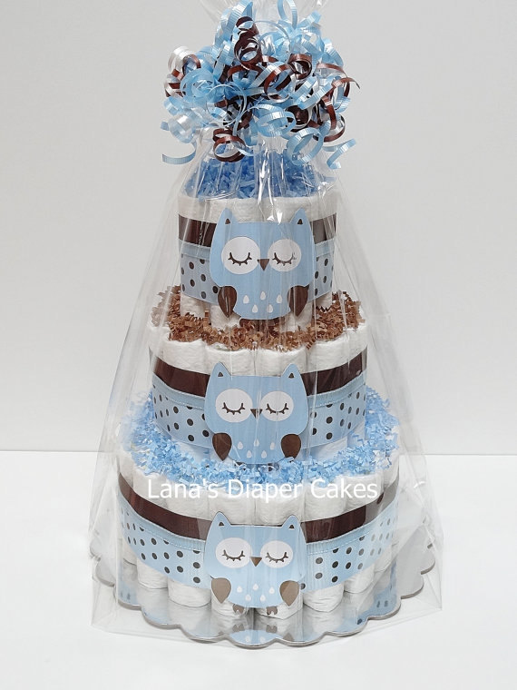 Owl Baby Shower Diaper Cake Centerpiece