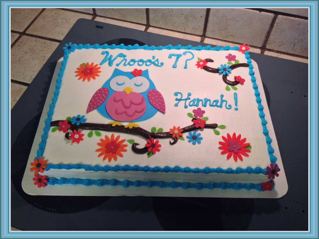 Owl Birthday Sheet Cake