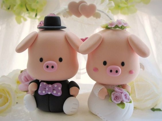 Pig Wedding Cake Toppers